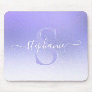 Lila Shimmer Gnistra Glitter Monogram Mouse Pad Musmatta