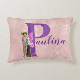 Lila Shimmer Illustrated Brev P Prydnadskudde