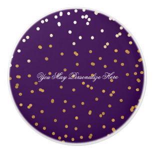 Lila & Shiny Guld Faux Foil Confetti Dots Glam Knopp