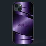 Lila Shiny Metallic Brushed Aluminium-utseende<br><div class="desc">Shiny lila metallisk borstad aluminiumyta. Anpassningsbar och valfritt monogram. Coolans maskulin utformning. Finns på andra produkter</div>