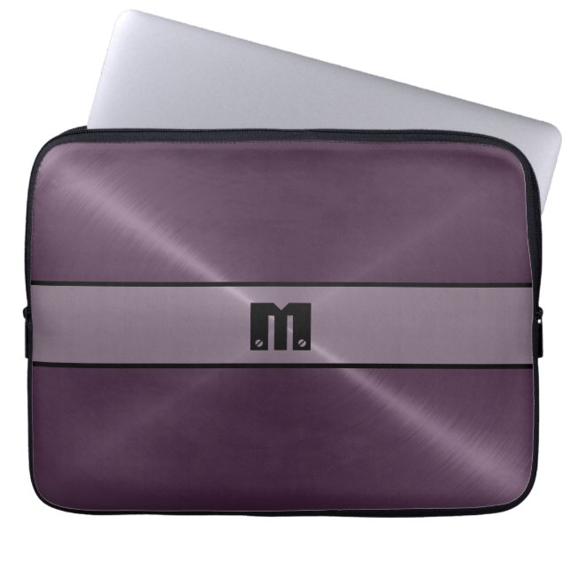 Lila Shiny Stainless Steel Metall 2 Laptop Sleeve (Framsidan)