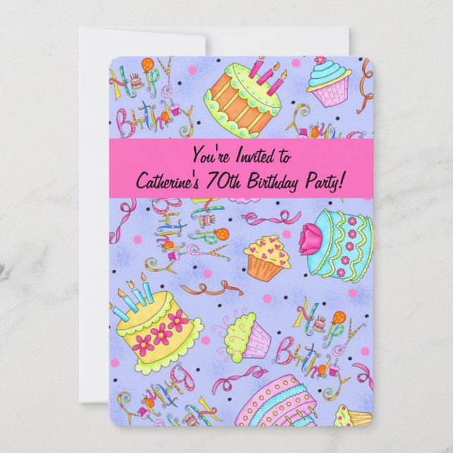 Lila Shock rosa Tween:s inbjudan till födelsedagen (Framsida)