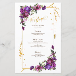 Lila Shock rosa Watercolor Blommigt Menu