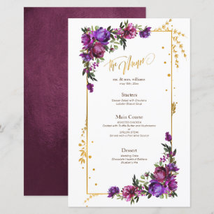 Lila Shock rosa Watercolor Blommigt Menu