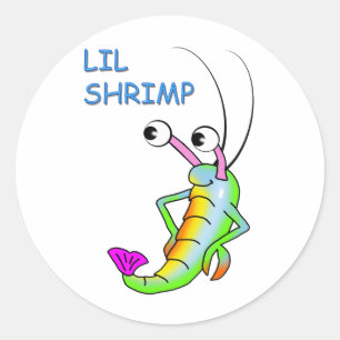 lila shrimp runt klistermärke