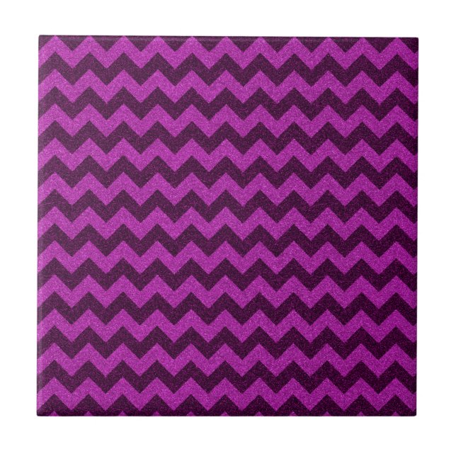 Lila Sicksack Glitter Kakelplatta (Framsidan)