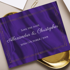 Lila siden och guld bröllop Save the Date Meddelande Vykort