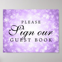 Lila Sign Bröllop Guestbook Winter Wonderland Poster