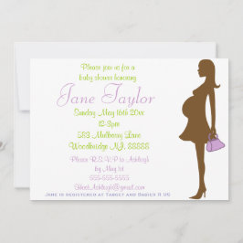 Lila Silhouette Baby Shower-inbjudningar Inbjudningar