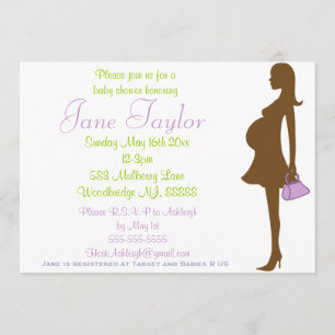 Lila Silhouette Baby Shower-inbjudningar Inbjudningar
