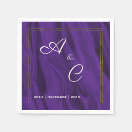 Lila Silke Monogrammed Bröllop Pappersservett