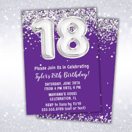 Lila Silver 18:e Födelsedagsfesten Inbjudningar