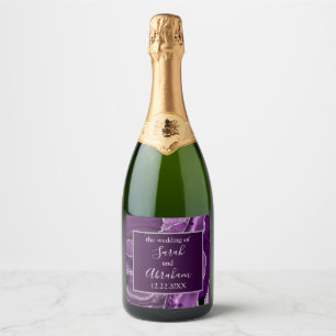 Lila Silver Agat Bröllops Gnistrande Vin Vinflaska