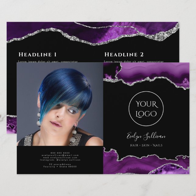 lila silver agate bifold brochure (Fram/baksida)