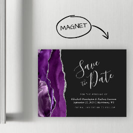 Lila Silver Agate Bröllop Save the Date Magnet