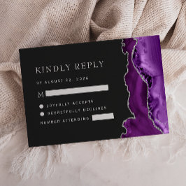 Lila Silver Agate Mörk Bröllop OSA Kort