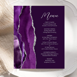 Lila Silver Agate Plum Bröllop Menu