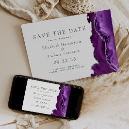 Lila Silver Agate Spara datum Inbjudningar