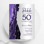 Lila Silver Agate Surprise 50:e födelsedagen Inbjudningar<br><div class="desc">Lila och silver kommer att överraska 50 födelsedagsfest inbjudan. Elegantens moderna design med vattenfärgad bakgrund,  faux glitter silver och typsnitt för färgskript. Trendig inbjudan-kortets perfekt för en snyggt kvinnor i firande. Skrivna Zazzle-inbjudningar eller digital utskrivbar mall för omedelbar nedladdning.</div>