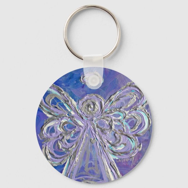 Lila Silver Angel Keychain Nyckelring (Framsida)