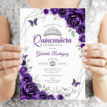 Lila Silver Blommig Quinceanera
