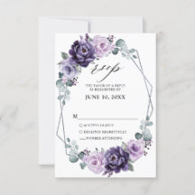 Lila Silver Blommigt Blooms Geometric Bröllop