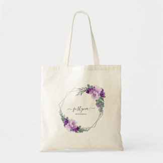 Lila & Silver Blommigt Eucalyptus Bridesmaid Tygkasse