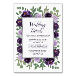 Lila Silver Blommigt Grönt Bröllop-djurutrymmeskor Bordsnummer