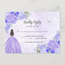 Lila Silver Blommigt Princess Quinceañera OSA