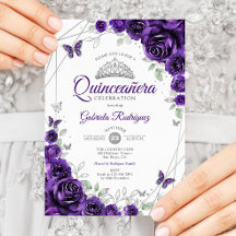 Lila Silver Blommigt Quinceanera