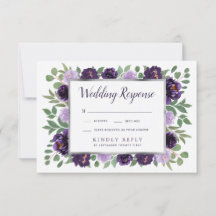 Lila Silver Blommigt Watercolor Bröllops OSA