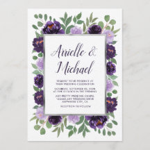 Lila Silver Blommigt Watercolor Eucalyptus Bröllop