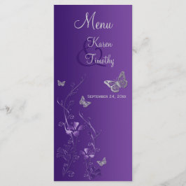 Lila Silver Butterfly Blommigt-menykort Meny
