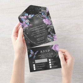 Lila silver butterfly shimmer Black ro chic 