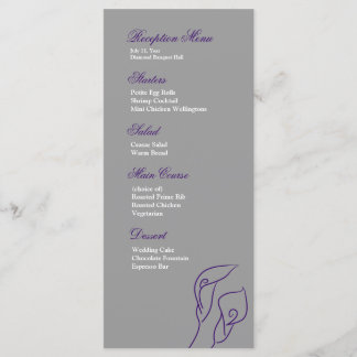 Lila & Silver Calla Lilies Reception Menu Meny