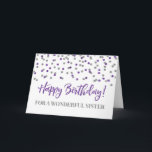 Lila Silver Confetti sister födelsedagskort Kort<br><div class="desc">Födelsedagskort för syster med silver och lila,  moderna glitter-konetti mönster. Observera att effekten glitter endast är fotografisk.</div>