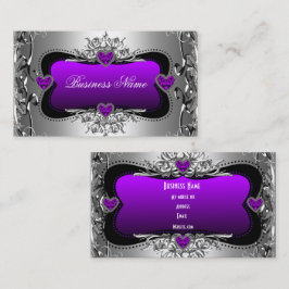 Lila Silver Diamant Bild Hjärtan Elegant Visitkort