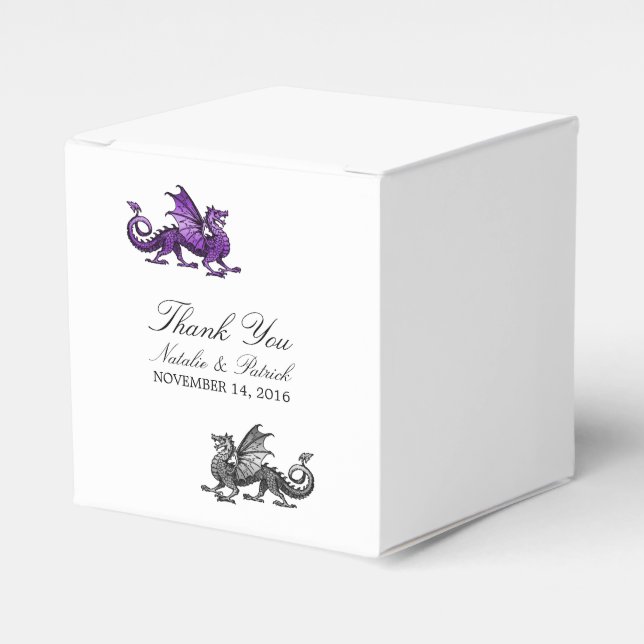 Lila Silver Dragon Wedding Favor Boxes Presentaskar (Framsidan Sidan)