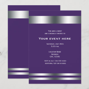 Lila & Silver Elegant Middagspartyevent Inbjudningar