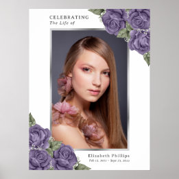 Lila silver fotominnesmärke begravningsskylt poster
