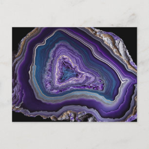 Lila Silver Gemstone Acrylic Pour Art Vykort