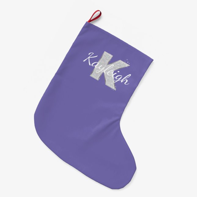 LILA SILVER GLITTER BREV K STOR JULSTRUMPA (Framsidan (Hängande))
