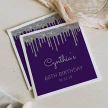 Lila Silver Glitter Drip 60:e Födelsedagsfesten