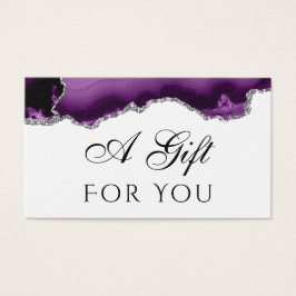 lila silver glitter-gifkort visitkort