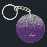 Lila Silver Glitter Girly Glam Monogram<br><div class="desc">Nyckelkedjan Silver och Lila Gnistra Glitter Script Monogram Namn. Det gör perfekten söt 16-årsjubileum,  bröllop,  möhippa,  årsdag,  babydusch eller bachelorette-fest för någon som glam lyxen och chic stilar i kärlek.</div>