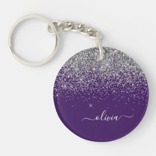 Lila Silver Glitter Girly Glam Monogram