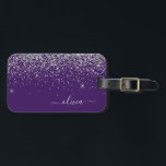 Lila Silver Glitter Girly Monogram Namn Bagagebricka<br><div class="desc">Silver och Lila Gnistra Glitter Monogram Namn och första pelaren. Kudden gör perfekten söt 16 födelsedag,  bröllop,  möhippa,  babydusch eller bachelorette-gåva till någon som dekorerar hennes rum i stil.</div>