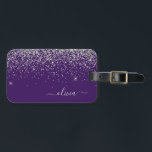 Lila Silver Glitter Girly Monogram Namn Bagagebricka<br><div class="desc">Silver och Lila Gnistra Glitter Monogram Namn och första pelaren. Kudden gör perfekten söt 16 födelsedag,  bröllop,  möhippa,  babydusch eller bachelorette-gåva till någon som dekorerar hennes rum i stil.</div>