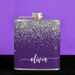 Lila Silver Glitter Girly Monogram Namn Fickplunta