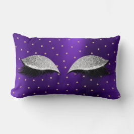 Lila Silver Glitter Makeup Lash Swarovski Dots Lumbarkudde